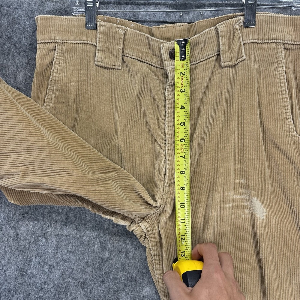 Vintage 1970s Levi's Corduroy Flare Pants 33x29 Tan Talon Zip USA Distressed - Picture 7 of 16